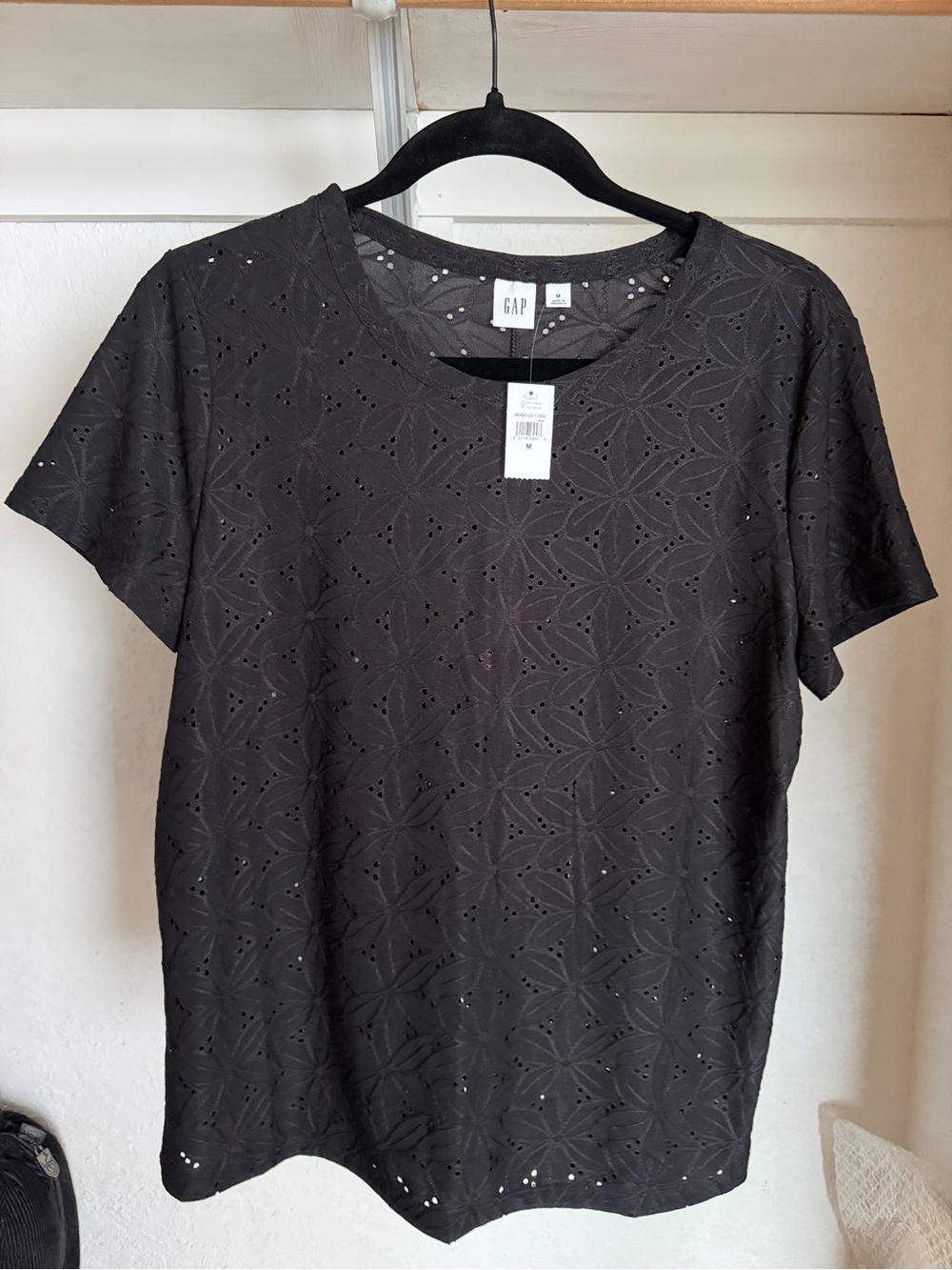 GAP Black Eyelet Short Sleeve Tee